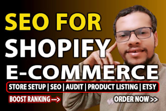 do website ecommerce SEO on shopify store ranking etsy listing amazon storefront