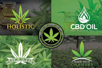 create tree eco farm oil hemp marijuana logo