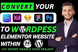 convert canva website to wordpress website, figma, PSD, xd to wordpress website
