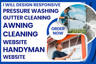design pressure washing cleaning service website handyman gutter washing website