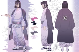 draw custom character design, character reference sheets