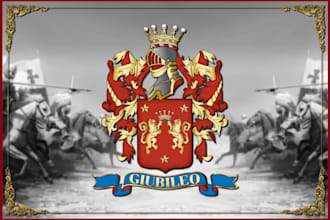 do a luxurious, gothic, heraldic, and regal logo for family coat of arms