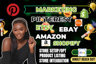 set up and grow pinterest etsy ebay amazon and shopify stores with marketing