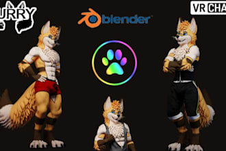 model custom vrchat avatar, furry avatar, 3d fursona model, vseeface