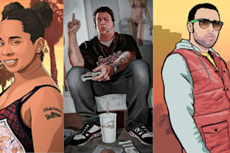 draw gta cartoon style character vector art cartoon album mixtape cover nsfw art