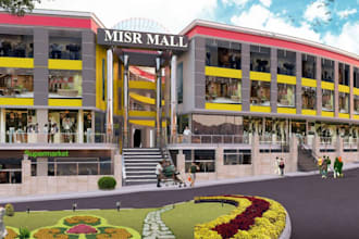 upgrade 3d mall, shopping store food court 3d model, blender cafe,corona8 render