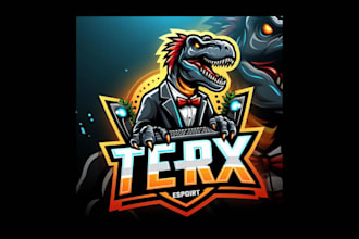 do unique t rex dinosaur head mascot logo with unlimited revisions
