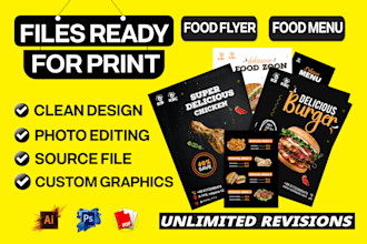 design professional food menu, restaurant poster, food flyer