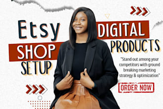 etsy shop setup, etsy digital product design, etsy print on demand, etsy seo