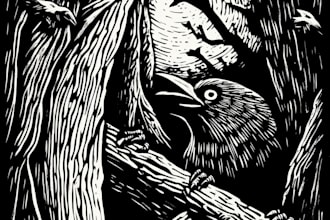 draw a custom portrait in linocut style