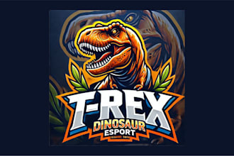 do unique t rex dinosaur head mascot logo with unlimited revisions