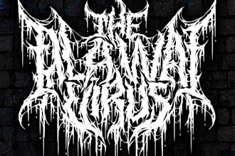 design a slamming death metal logo font with chrome
