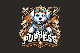 do modarn adventurous puppies mascot logo with new concepts