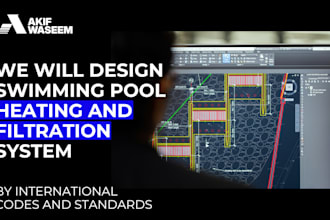 design a complete swimming pool plumbing, heating and filtration mep system