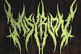 design a slamming death metal logo font with chrome
