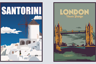 create vintage travel poster