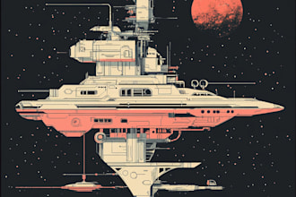 design sci fi art, spaceship and illustration for you