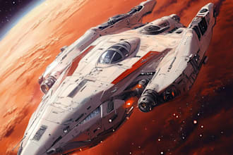 create a sci fi art, spaceship and illustration