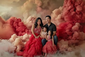 desing a cute family portrait for you