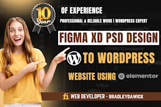 convert figma xd psd to wordpress website using elementor