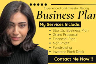 prepare investor ready business plan for startups, sba loans, financials