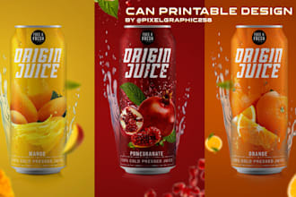 design premium energy drinks, soda can label design with 3d mockup