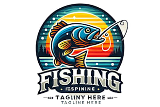 do creative fishing logo with unlimited revisions