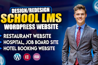 design, copy clone or duplicate school lms, restaurant, job board, hotel website