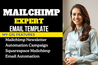design mailchimp newsletter, email automation campaign for wix and squarespace