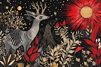 draw your animals and botanicals in linocut or doodle style