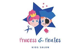 design princess pirates modern vibrant kids logo