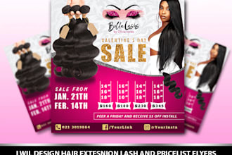 design hair extension, salon, beauty, and lash flyer