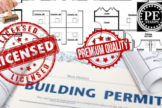 licensed architect, structural engineering pe stamp and seal for USA city permit