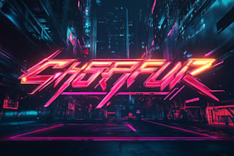 design typeface or typography cyberpunk, futuristic logo