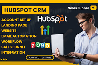 set up hubspot crm, hubspot website, landing page, email marketing, automation