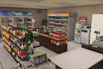do 3d supermarket,3d food mart,3d  retail store design with 3d renderings