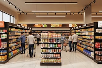 do 3d supermarket,3d food mart,3d  retail store design with 3d renderings