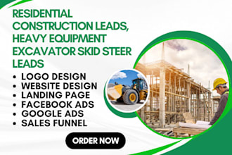 generate residential construction heavy equipment excavator skid steer leads