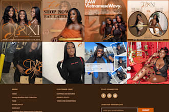 shopify hair extension website, wix hair website, cosmetics website, hair store