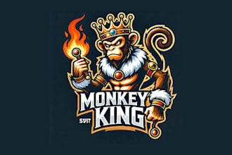 design amazing monkey king mascot logo with express delivery