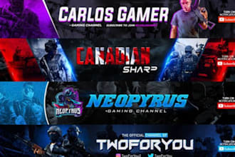 make custom youtube banner, logo design, and social media cover
