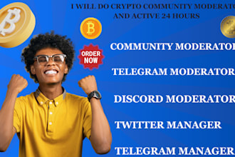 be memecoin telegram discord community moderator social media manager 50 chatter