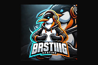 do awesome african penguin mascot logo with express delivery