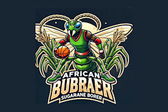 do unique african sugarcane borer mascot logo within two days