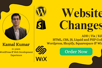 do HTML, CSS, js, liquid and PHP changes in shopify, squarespace wix wp website