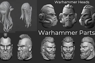 create a space marine warhammer head weapon part printable stl for 3d printing