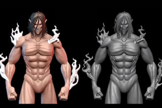sculpt 3d anime figure, anime diorama model action figure 3d toy for 3d printing