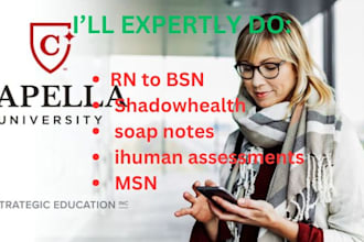 do rn bsn , msn, flexpath,ihuman assessments ,shadowhealth, soapnotes