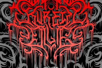 hand draw a chaotic thrash logo