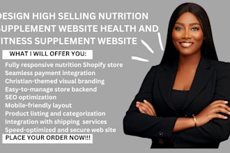 design 7 figure nutrition supplement website health, fitness supplement website